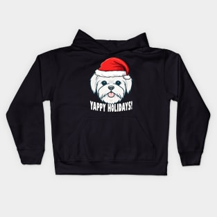 Maltese Christmas Gift Yappy Holidays Santa Dog Kids Hoodie